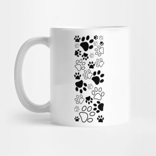 Black white paw prints border Mug